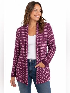 Lucy & Laurel Purple Pink Cardigan Medium Wool Alpaca Blend
